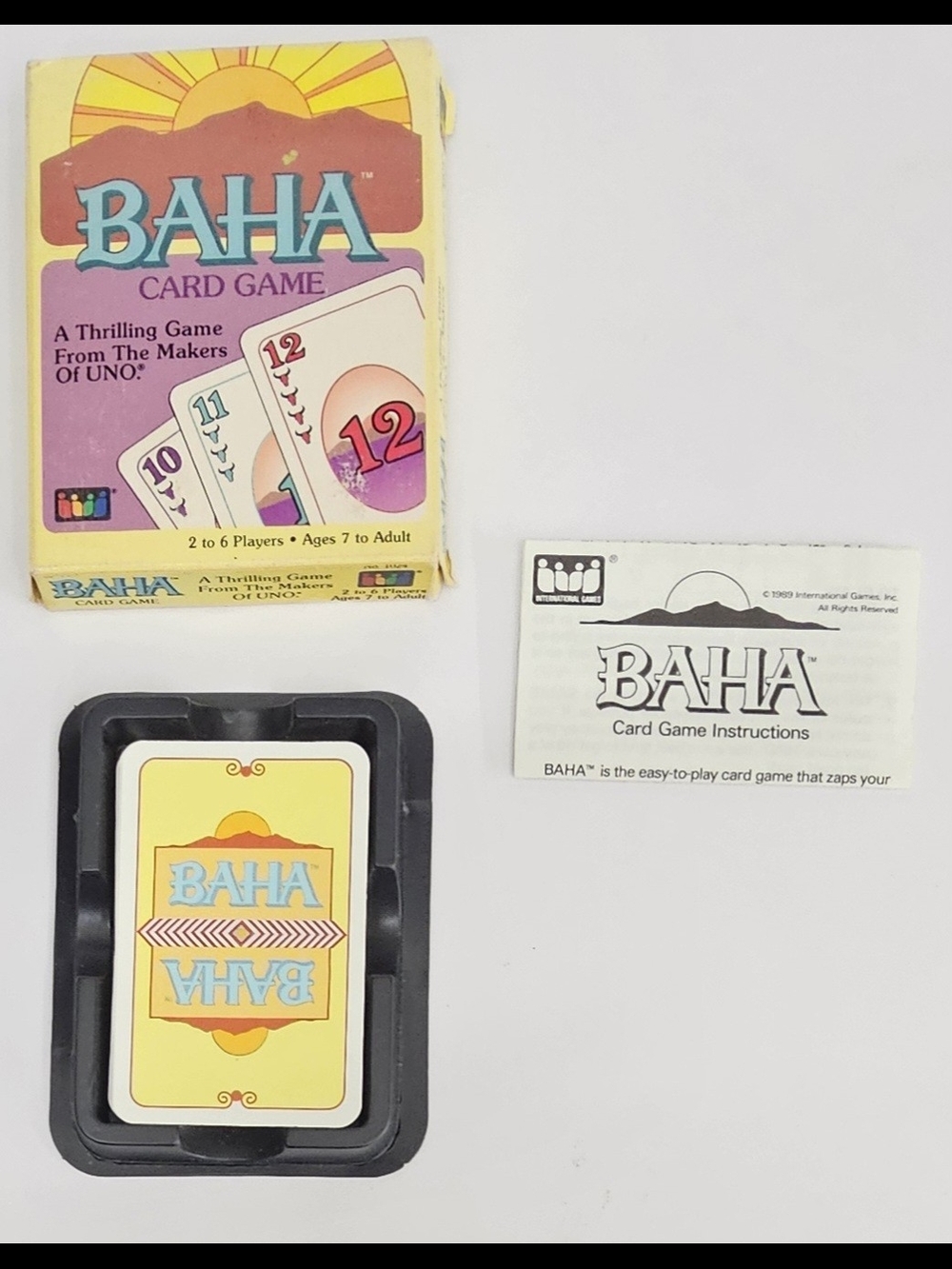Vintage BAHA Card Game 1989 (By UNO) Complete In Box w/Instructions & Card Tray